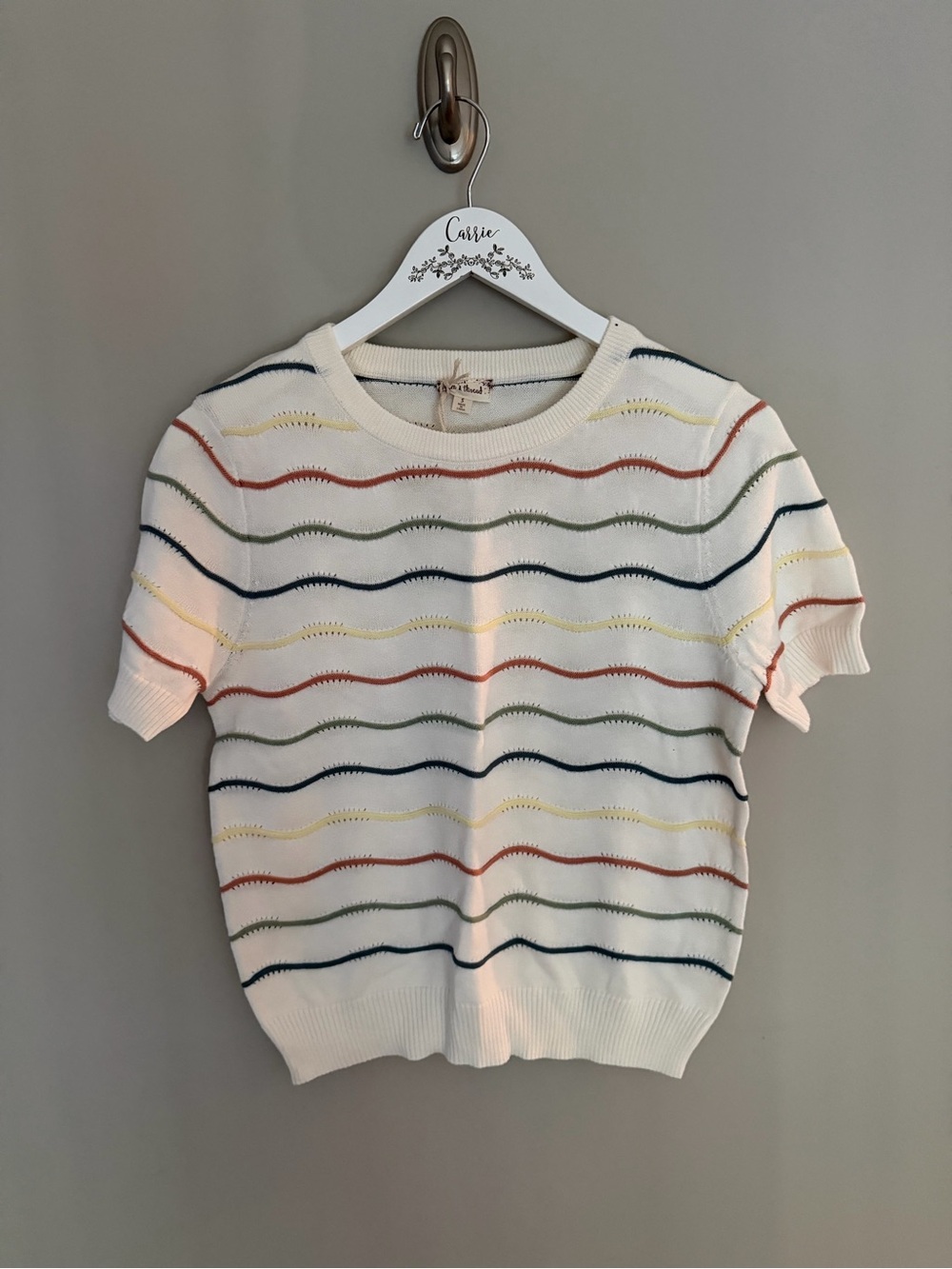 Hem & Thread Wavy Stripe Knit Top — NWT — S